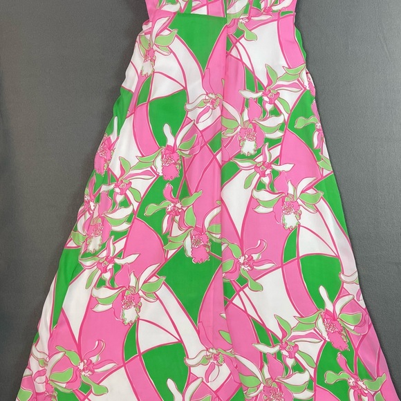 Lily Pulitzer Silk Pink Green Midi Halter Dress - Picture 9 of 12